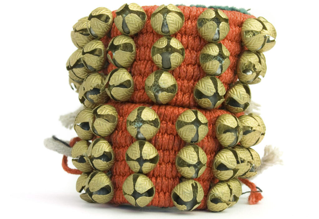 Indian ankle bells used to mark tempo in djembe teaching